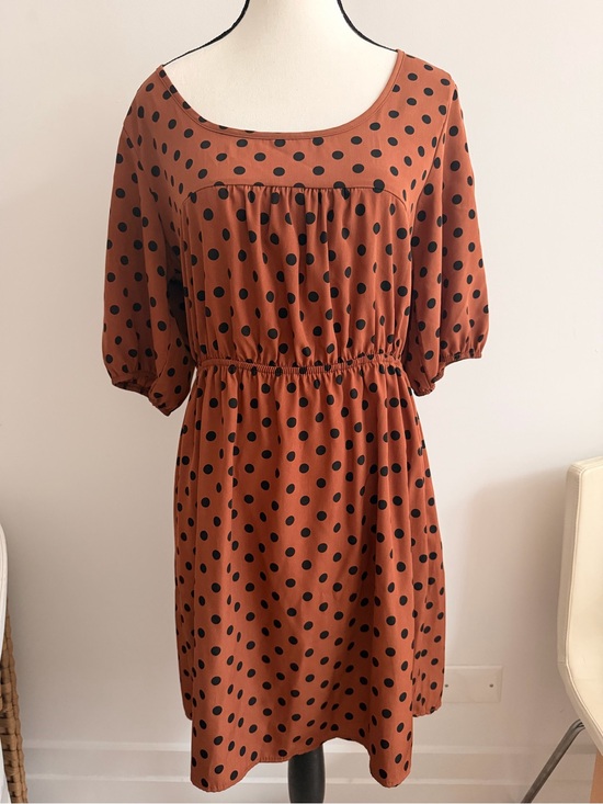 Everly Dresses & Skirts - Everly Rust with Black Polka Dot Mini Dress